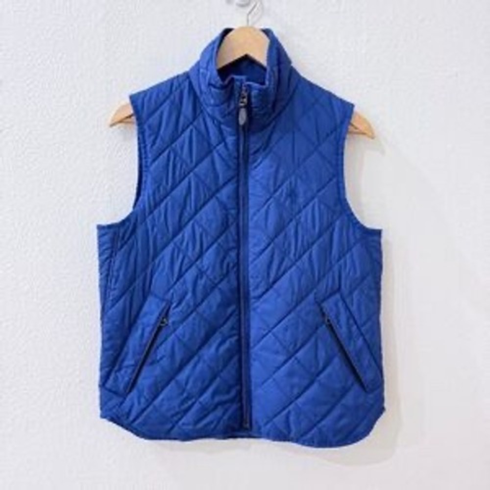 Polo Ralph Lauren Women's Quilted Vest Royal Blue Full Zip Pony Logo Size Medium